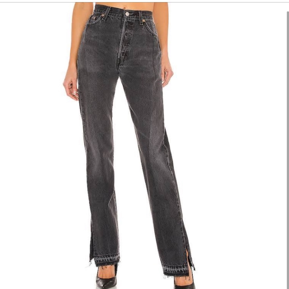 EB denim black unravel denim jeans